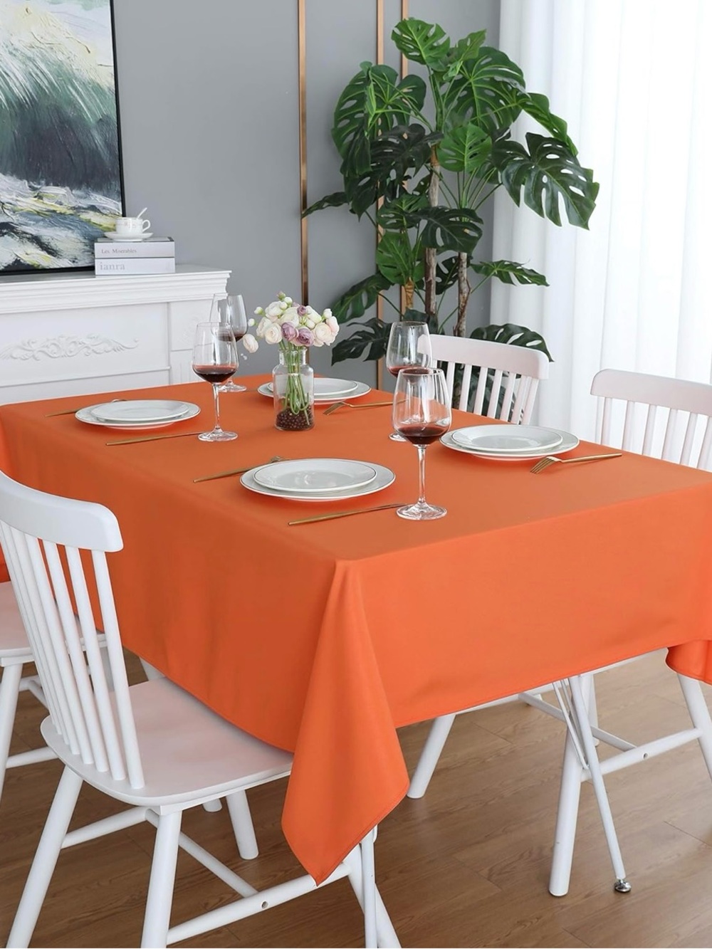 60x84 Orange Tablecloth for Dining Table - Home Dining